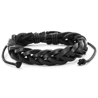 Black Leather Braided Bracelet   Shopping