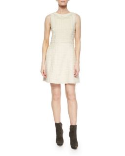 Alice + Olivia Haven Embroidered Tweed A Line Dress