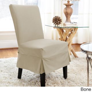 Twill Mid pleat Relaxed Fit Dining Chair Slipcover with Buttons