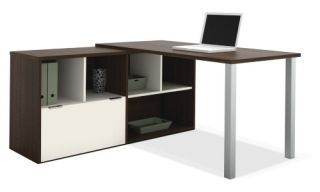 Bestar 50852 60 Contempo L Shaped Desk   Tuxedo / Sandstone   Desks