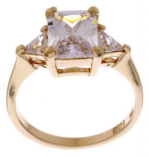 Icz Stonez Gold over Silver Emerald cut CZ Ring   Shopping