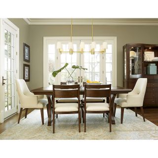 Interval 7 piece Trestle Dining Set with Upholstered Arm Chairs
