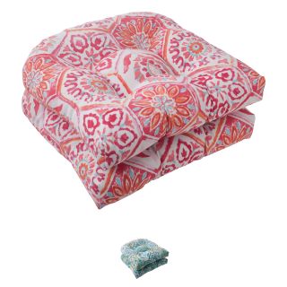 Pillow Perfect Summer Breeze Polyester Tufted Wicker Outdoor Seat
