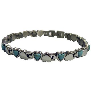 Magnetic Small Hearts Silver and Turquoise Bracelet   13494809