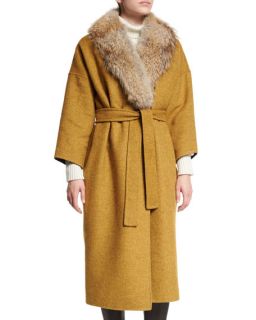 Derek Lam 10 Crosby Drop Shoulder Trench Coat with Fur Collar