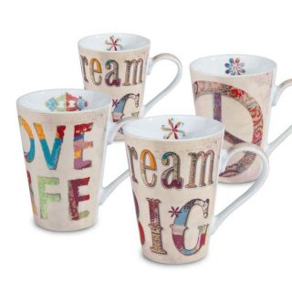 Konitz Peace, Dream, Love Porcelain Mugs (Set of 4)  