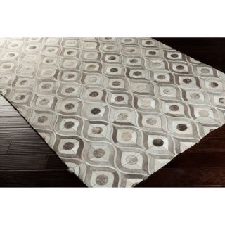 Hand crafted Caedmon Contemporary Animal Winter White Leather Rug (5