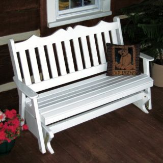 A & L Furniture Yellow Pine Royal English Deluxe Outdoor Bench Glider   Outdoor Gliders