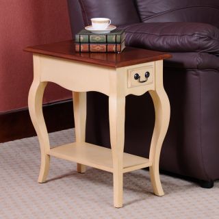 Bentwood Chairside End Table in Ivory   End Tables