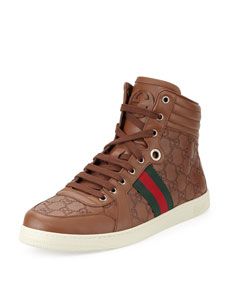 Gucci Brown Guccissima Leather High Top Sneaker