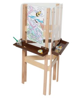 Wood Designs 3 Way Easel with Acrylic and Brown Trays   Daycare Learning Aids