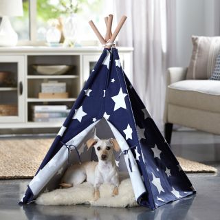 Merry Products Stars Printed Pet Teepee   Dog Beds