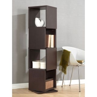 Baxton Studio Ogden 4 Level Rotating Modern Bookshelf   Dark Brown   Bookcases