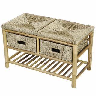 Heather Ann Creations Bamboo Storage Bench with Shelf
