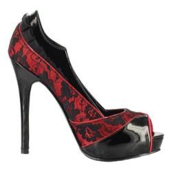 Womens Pin Up Bella 16 Red Satin/Black Lace Overlay
