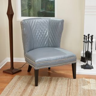Tessa Quilted Leather Chair   Gray   Accent Chairs