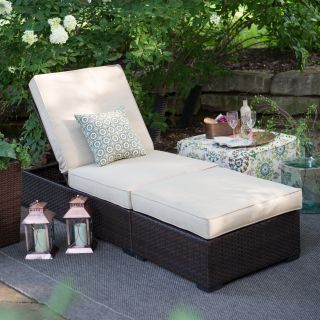 Belham Living Marcella Wide Wicker Chaise Lounge with Ottoman   Outdoor Chaise Lounges