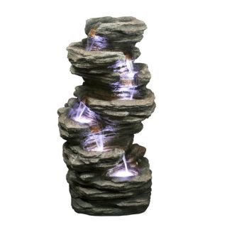 Hi Line Gift Ltd. Fiber and Resin Fountain Slate Stone Fountain