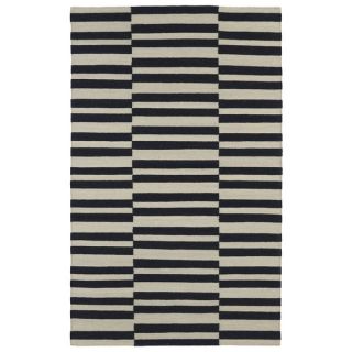 Flatweave TriBeCa Black Stripes Wool Rug (36 x 56)