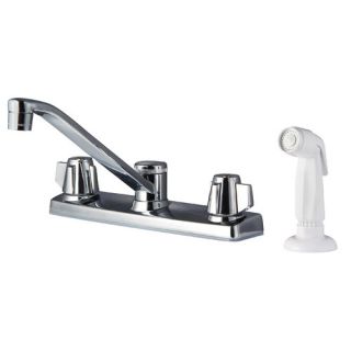Pfirst Series 2 Handle 4 Hole Kitchen Faucet with Side Spray and Blade