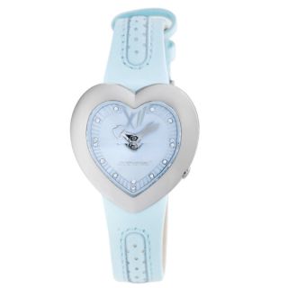 Chronotech Kids Heart Shaped Light Blue Dial Leather Quartz Watch