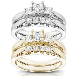 Annello 14k Gold 1/2 ct TDW Princess Diamond Bridal Ring Set (HI, I1