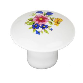 GlideRite 1.375 inch Decorative White Ceramic Floral Cabinet Furniture