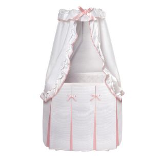 Badger Basket Majesty Baby Bassinet with Canopy White and Pink Bedding
