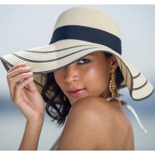 Beach Glam Womens Large Straw Striped Hat   Shopping   Top