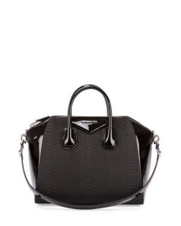 Givenchy Antigona Python & Patent Satchel Bag, Black