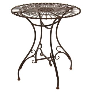Oriental Furniture Rustic Wrought Iron Round Patio Bistro Table   Outdoor Bistro Sets