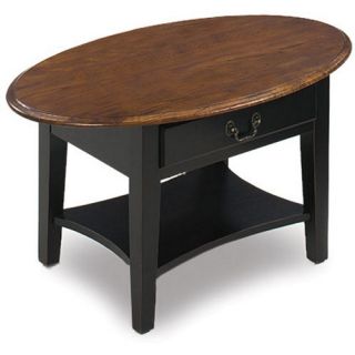 Oval Coffee Table with Drawer in Black   Coffee Tables