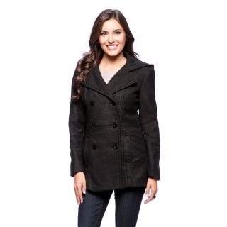 Trendz Womens Charcoal Wool blend Hooded Peacoat   Shopping