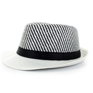 Faddism Mens Black/ White Fashion Fedora Hat   Shopping