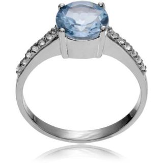 Brinley Co. Women's Blue and White Topaz Sterling Silver Round Fashion Ring