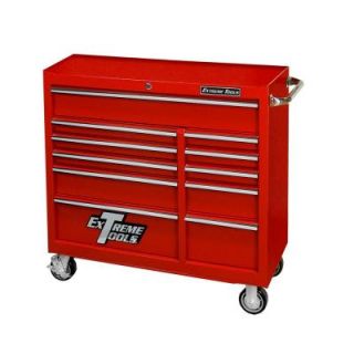 Extreme Tools 41 in. 11 Drawer Standard Roller Cabinet, Textured Red PWS4111RCTXRD