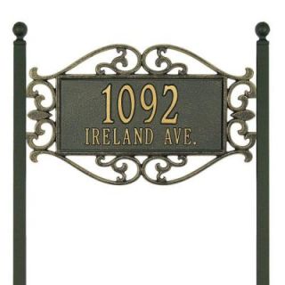 Whitehall Products Lewis Fretwork Rectangular Bronze/Gold Standard Lawn Two Line Address Plaque 5525OG