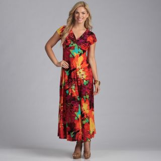 24/7 Comfort Apparel Womens Floral Print Maxi Dress  