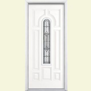 Masonite 36 in. x 80 in. Providence Center Arch Painted Steel Prehung Front Door with Brickmold 27933