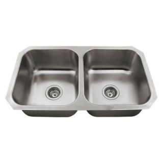 Polaris Sinks Undermount Stainless Steel 32 in. Double Bowl Kitchen Sink P2201US