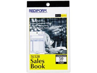 Rediform 5L528 Sales Book, 4 1/4 x 6 3/8, Carbonless Triplicate, 50 Sets/Book
