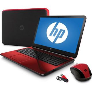 HP Flyer Red 15.6" 15 G227WM Laptop PC Bundle with AMD Quad Core A6 5200 Processor, 4GB Memory, 500GB Hard Drive and Windows 8.1