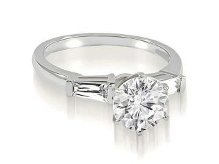 0.85 cttw. Round Baguette Three Stone Diamond Engagement Ring in Platinum