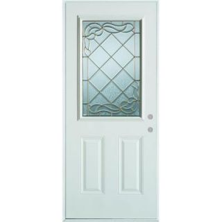 Stanley Doors 36 in. x 80 in. Art Deco 1/2 Lite 2 Panel Prefinished White Steel Prehung Front Door 1320S S 36 L