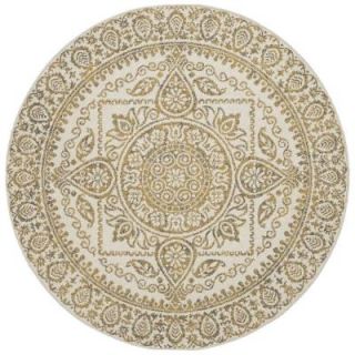 Concord Global Trading New Casa Aubosson Yellow 5 ft. 3 in. x 5 ft. 3 in. Round Area Rug 86310