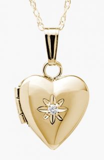 Mignonette 14k Gold & Diamond Heart Locket Necklace (Baby Girls)