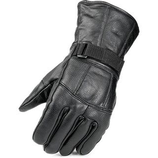 Raider Mens Black Leather Fleece lined Gloves with Adjustable Wrist