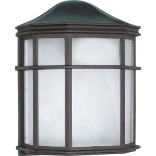 Glomar 1 Light Outdoor Textured Black Cage Lantern Wall Fixture with Die Cast Linen Acrylic Lens HD 539