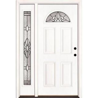 Feather River Doors 50.5 in. x 81.625 in. Sapphire Patina Fan Lite Unfinished Smooth Fiberglass Prehung Front Door with Sidelite 4H3190 1A4