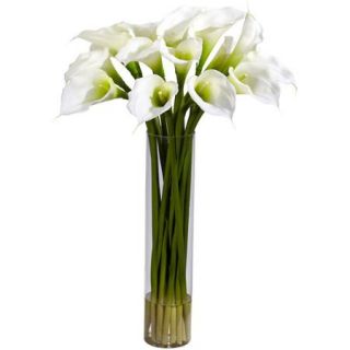 Calla Lilly Silk Flower Arrangement with Cylinder Vase, Cream